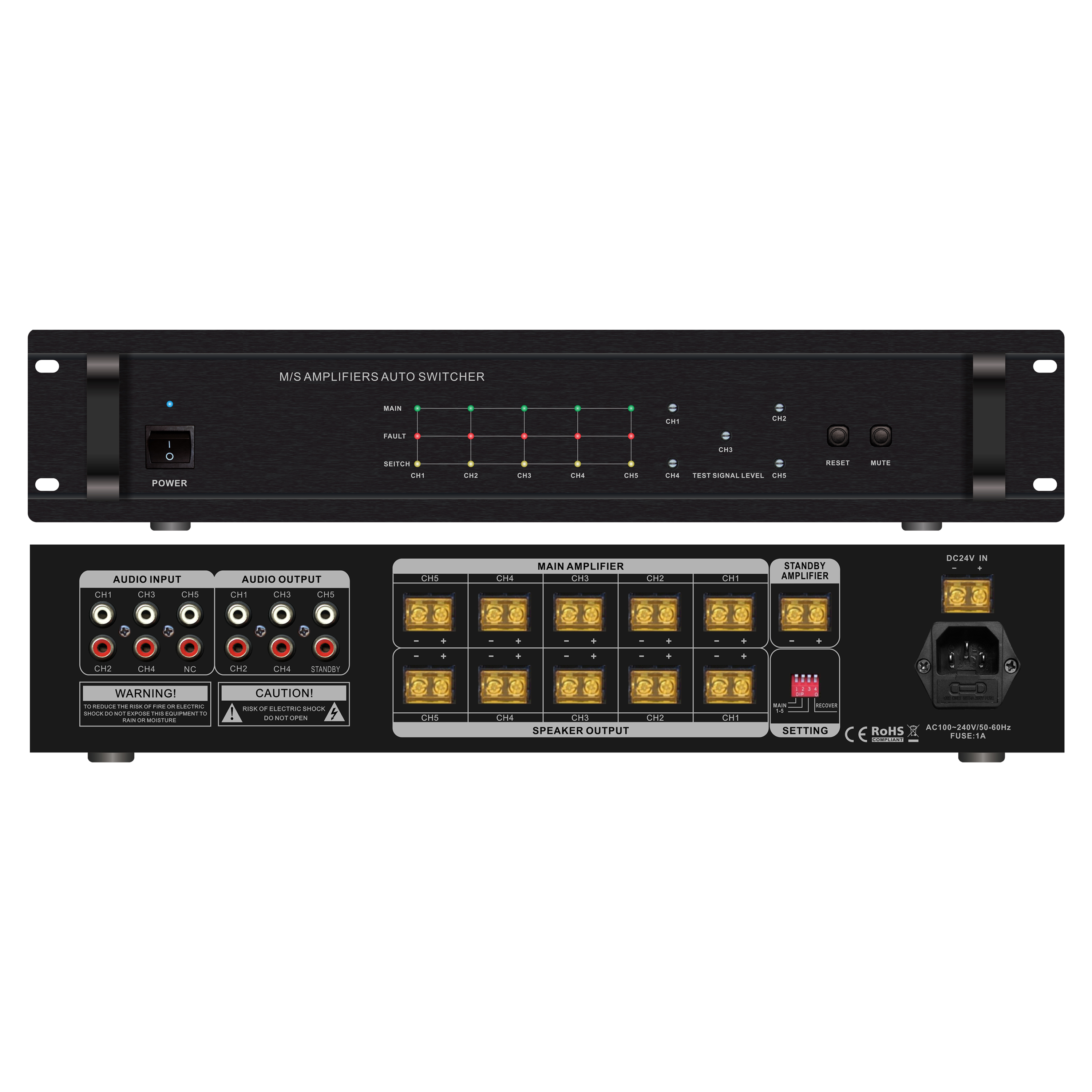 5主1備功放切換器 OBT-8090